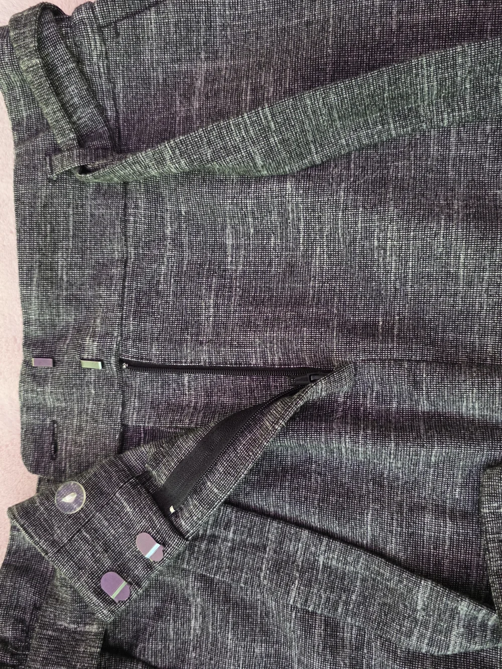 LOFT Charcoal Textured Dress Pants with Tie Waist